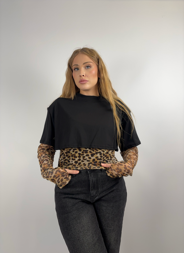 T-shirt Double Layer Leopard