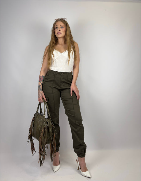 Pantalone Cargo Jogger Verde Militare