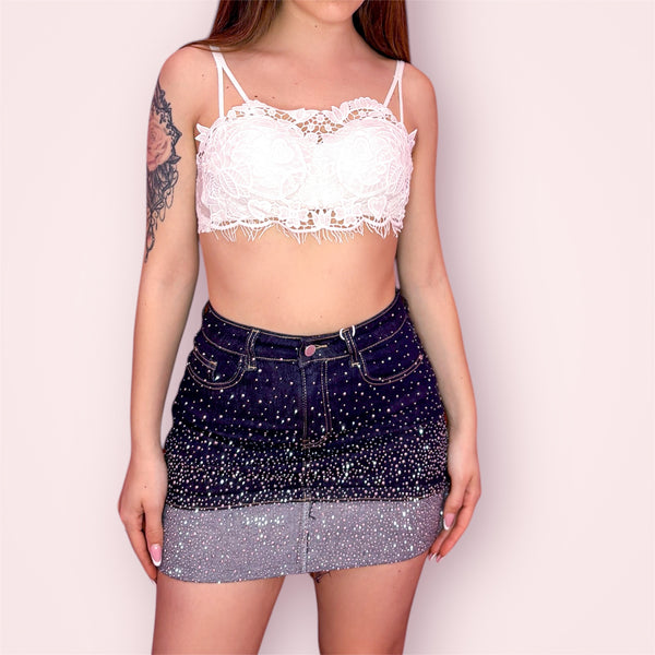 Gonna denim strass