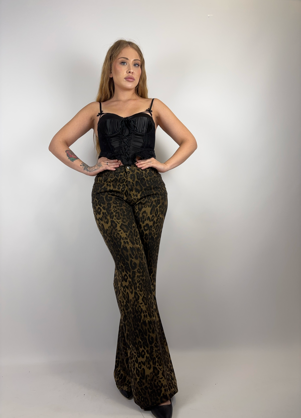Pantaloni Flare Leopardati